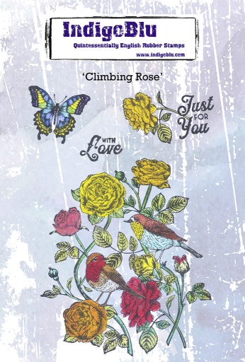 Climbing Rose A6 Red Rubber Stamp